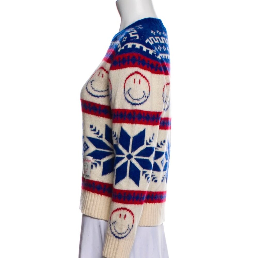 SANDRA X Smiley Wool Printer Sweater Winter Holidays Christmas
